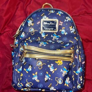 Loungefly Disney Parks 50th Anniversary Navy Backpack with Gold Zippers